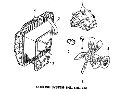 1989 Ford E-250 Econoline Radiator & Components Diagram 3 - Thumbnail
