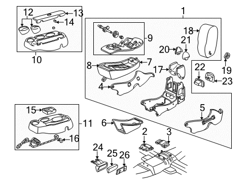 2005 Mercury Sable Console, Front Center Diagram for 4F1Z-54600A50-BAC