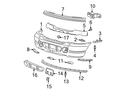 2003 Ford Explorer Bumper & Components - Front Diagram 2 - Thumbnail