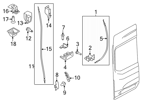 2025 Ford Transit-150 Back Door - Lock & Hardware Diagram