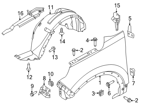 2013 Ford Explorer Fender & Components Diagram