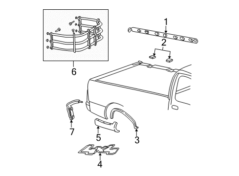 2003 Ford F-150 Upper Molding Plug Diagram for F65Z-99290D90-AAA