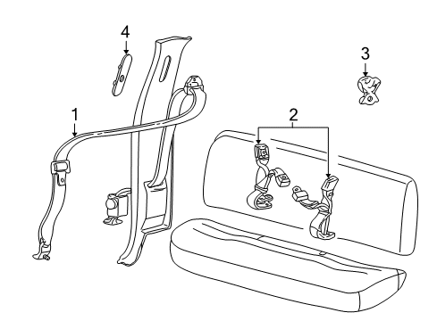 2004 Ford F-350 Super Duty Rear Seat Belts Diagram
