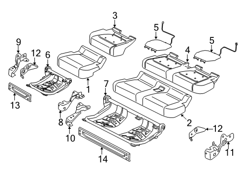 2022 Ford F-250 Super Duty Rear Seat Components Diagram 2 - Thumbnail