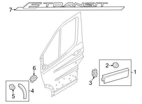 2025 Ford E-Transit Exterior Trim - Front Door Diagram