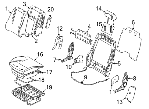 2010 Mercury Milan Seat Cushion Pad, Passenger Side Diagram for 9N7Z-54632A22-A