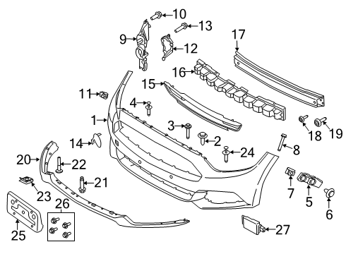 2016 Ford Mustang Bumper & Components - Front Diagram 2 - Thumbnail