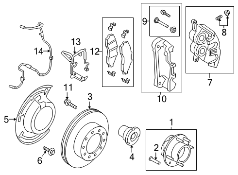 2022 Ford F-350 Super Duty Front Brakes Diagram