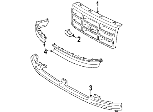 1993 Ford Bronco Grille & Components Diagram