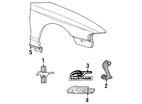 1996 Ford Mustang Exterior Trim - Fender Diagram