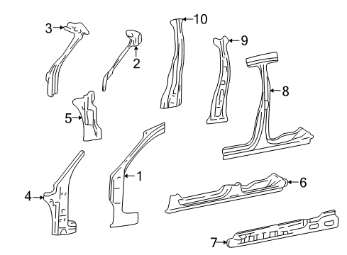 2001 Mercury Sable Hinge Pillar, Front Driver Side Diagram for YF1Z-7402501-AA