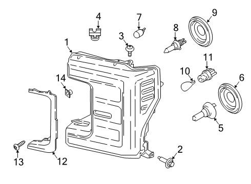 2022 Ford F-350 Super Duty Headlamp Components Diagram