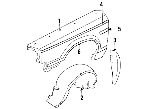 1985 Lincoln Continental Fender & Components Diagram