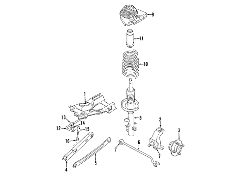 2002 Mercury Cougar Upper Strut Mount Diagram for F5RZ-18198-AA