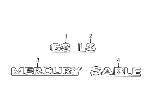 2000 Mercury Sable Exterior Trim - Trunk Diagram