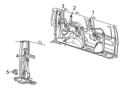 1999 Ford E-150 Econoline Rear Seat Belts Diagram