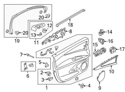 2017 Lincoln MKX Interior Trim - Front Door Diagram