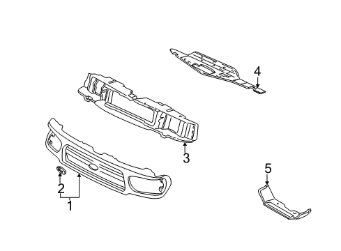 2000 Ford Explorer Grille & Components Diagram