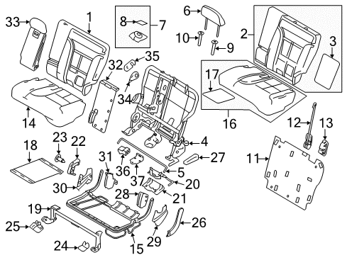 2015 Lincoln MKX Headrest Guide, Black/Charcoal, Front Diagram for 5L8Z-78610A16-CAA