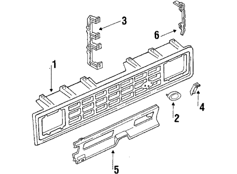 1985 Ford Ranger Grille & Components Diagram