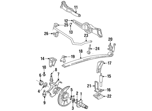 1992 Ford F-250 Front Suspension Components Diagram