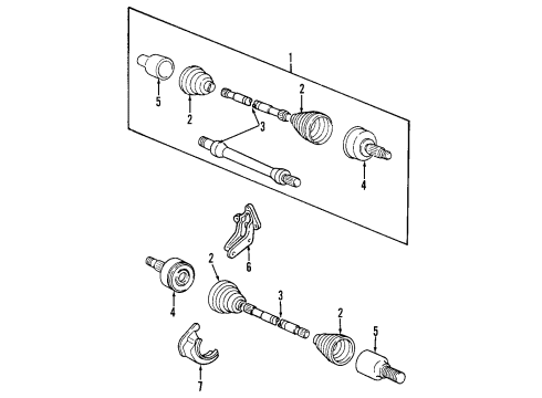 2000 Mercury Cougar Front Axle Shafts & Joints Diagram