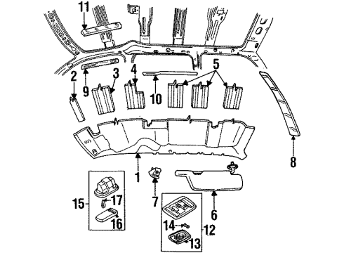 1997 Mercury Villager Dome Lamp Bulb Diagram for D1FZ-13466-B