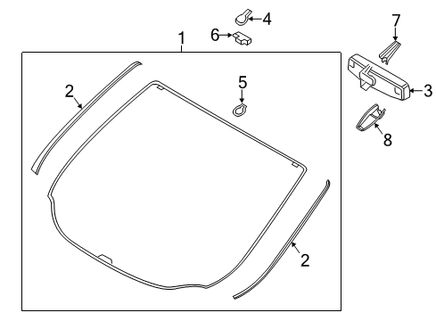 2013 Ford Escape Glass - Windshield Diagram