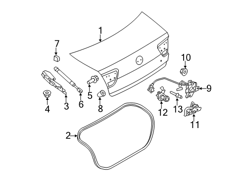 2010 Mercury Milan Trunk Lid & Components Diagram
