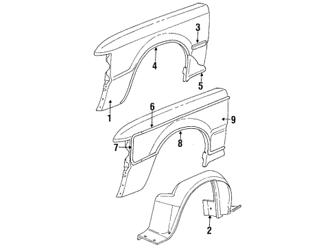 1985 Mercury Lynx Exterior Trim - Fender Diagram
