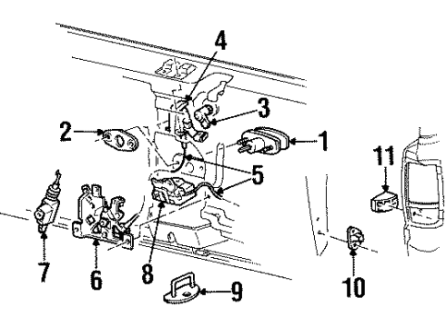 1998 Lincoln Navigator Lift Gate - Lock & Hardware Diagram