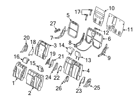 2013 Lincoln MKT Latch Cover, Black/Charcoal, Center Outer Passenger Side Diagram for DE9Z-7467460-AC