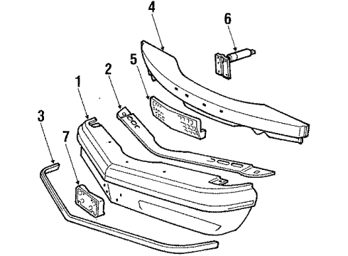 1987 Ford Thunderbird Bumper Assembly - Front Diagram