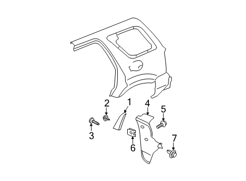 2010 Ford Escape Exterior Trim - Quarter Panel Diagram