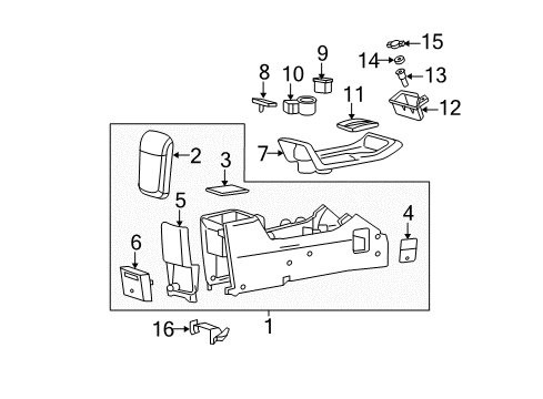 2007 Mercury Mariner Console Assembly, Center Diagram for 5L8Z-78045A36-AAC