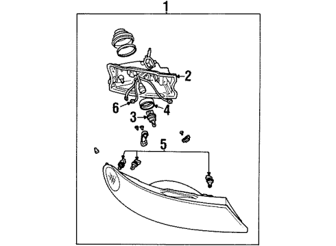 2000 Lincoln Town Car Headlamp Components Diagram