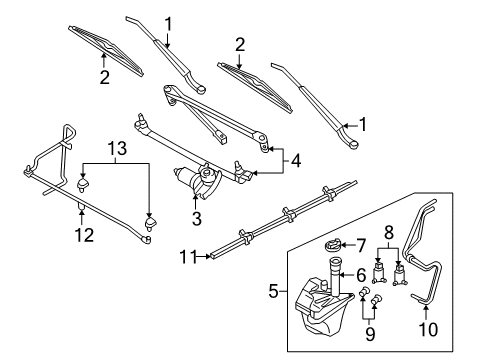 2006 Mercury Mariner Wiper & Washer Components Diagram 3 - Thumbnail