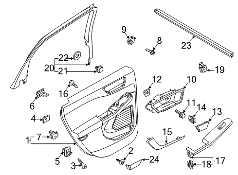 2020 Ford Escape Interior Trim - Rear Door Diagram