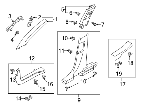 2024 Ford Escape Interior Trim - Pillars Diagram
