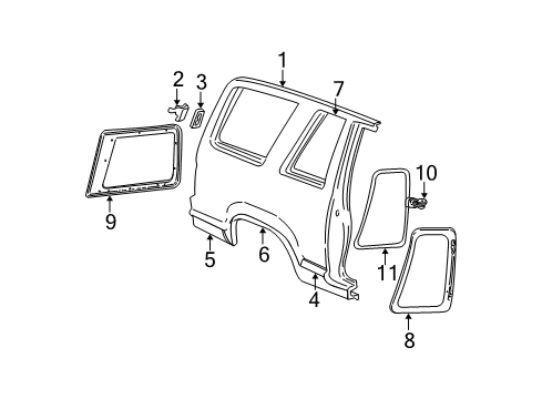 2000 Ford Explorer Quarter Panel & Components Diagram 2 - Thumbnail