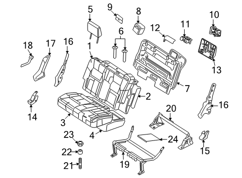 2007 Ford Explorer Sport Trac Headrest, Rear Passenger Side Diagram for 6L2Z-78611A08-EAA
