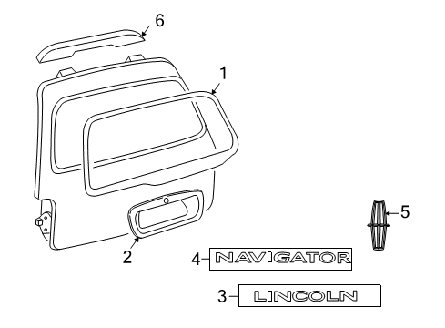 2003 Lincoln Navigator Exterior Trim - Lift Gate Diagram