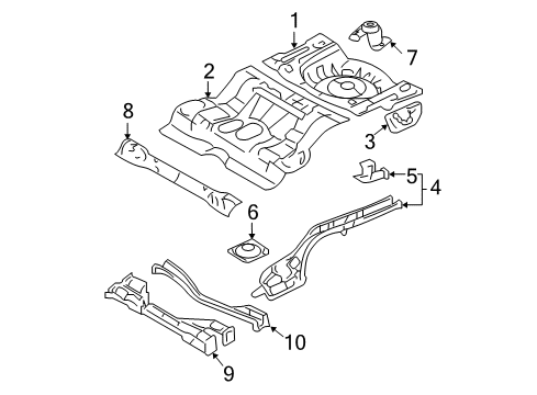 2010 Mercury Milan Rear Floor & Rails Diagram 3 - Thumbnail
