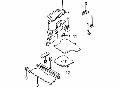 1991 Mercury Tracer Jack Cover, Rear Diagram for F8CZ-7445422-AA