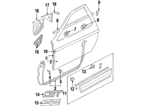 1995 Ford Probe Door & Components Diagram