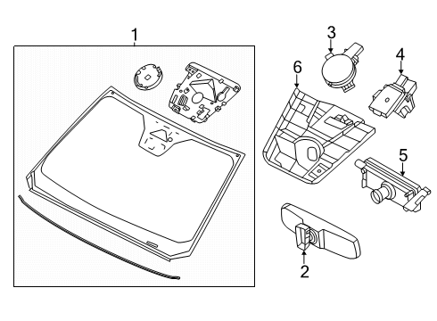 2024 Ford Ranger Glass - Windshield Diagram