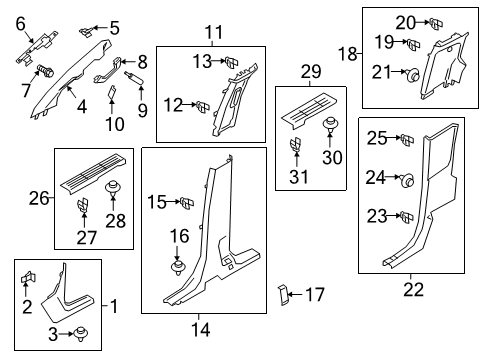 2020 Ford Ranger Interior Trim - Cab Diagram 3 - Thumbnail