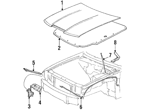 1995 Mercury Cougar Hood & Components Diagram