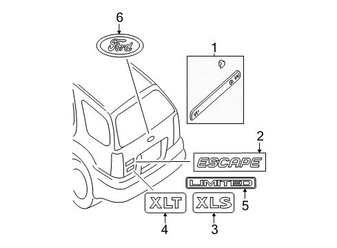 2003 Ford Escape Exterior Trim - Lift Gate Diagram