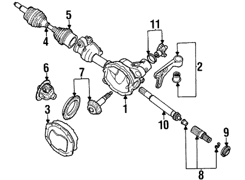 2001 Mercury Mountaineer Front Axle & Carrier Diagram